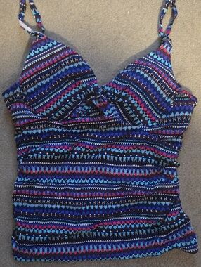 Apt. 9 Blue & Pink Geometric Bikini Top